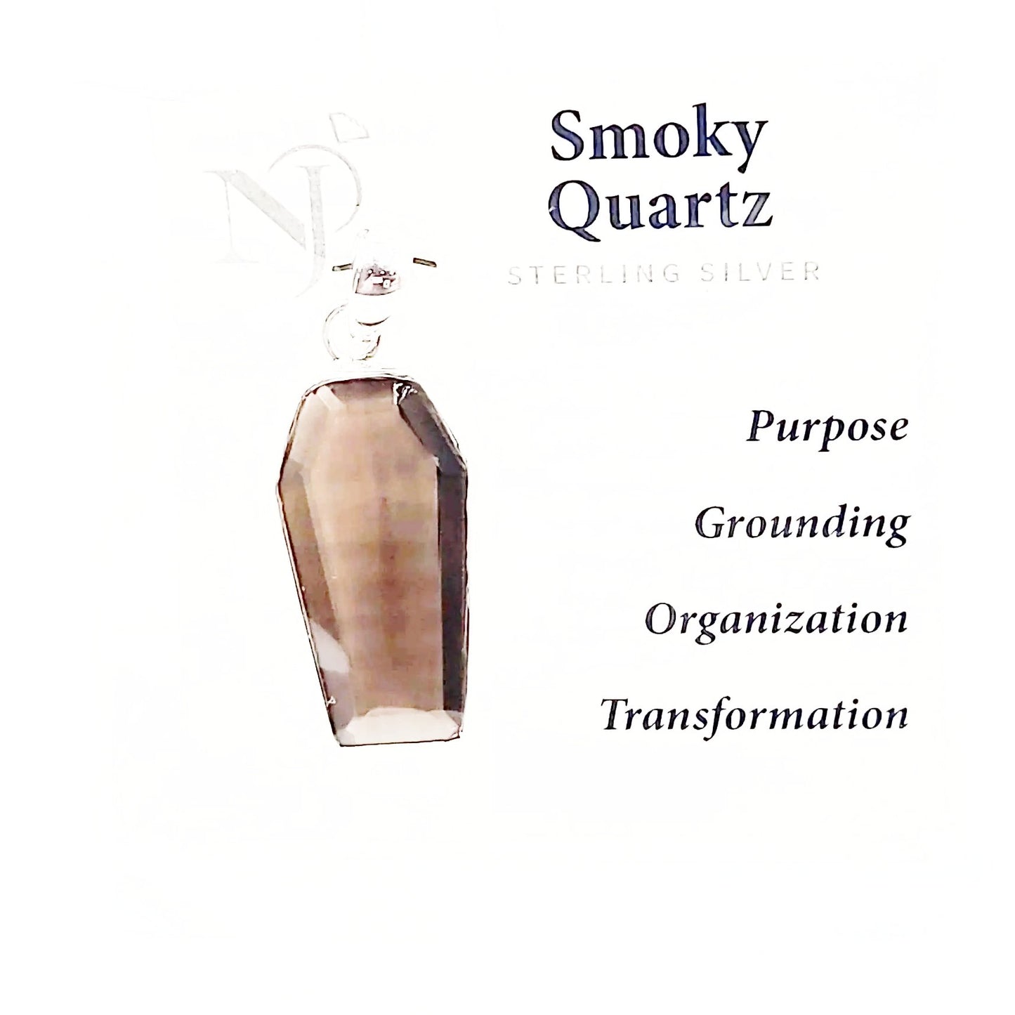 Smoky Quartz Coffin Pendant Sterling Silver Charm - Elevated Metaphysical