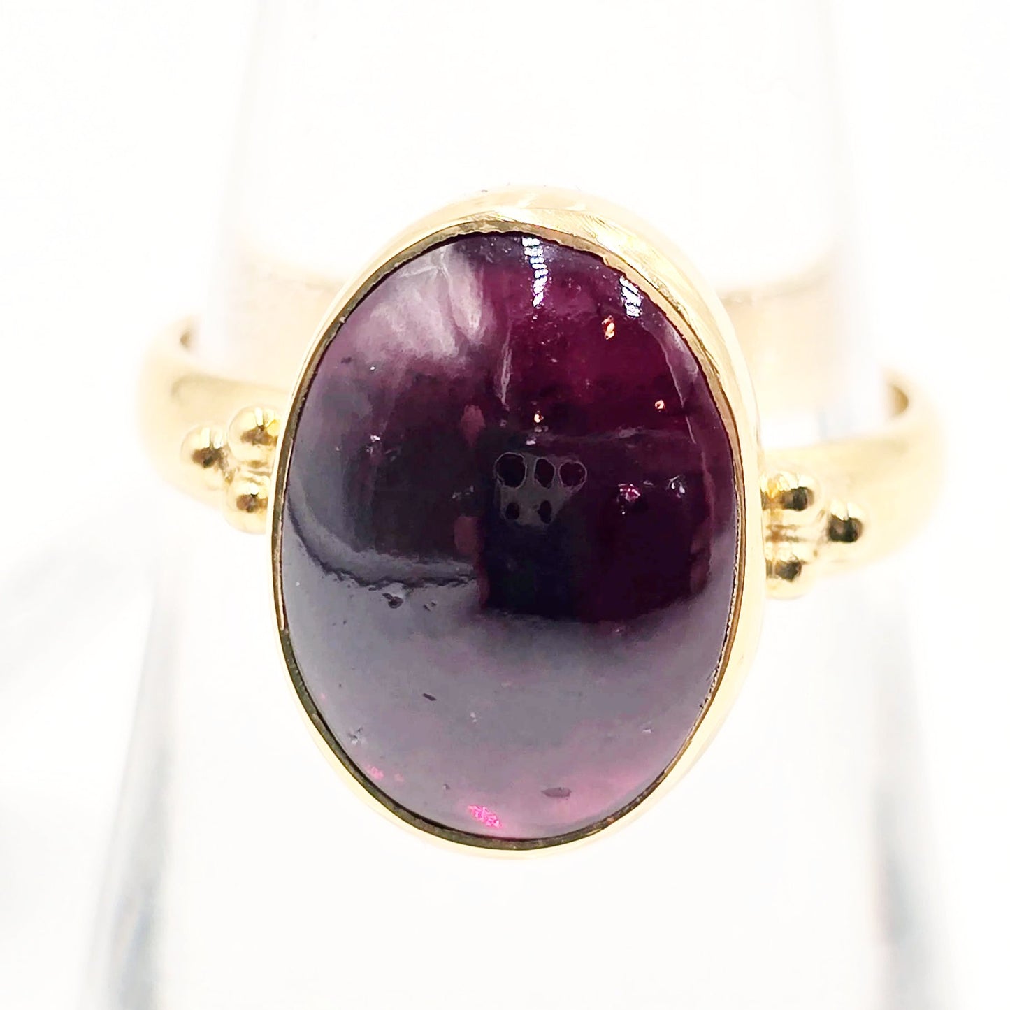 Garnet "Dome" Ring Gold Vermeil Sterling Silver Solitaire
