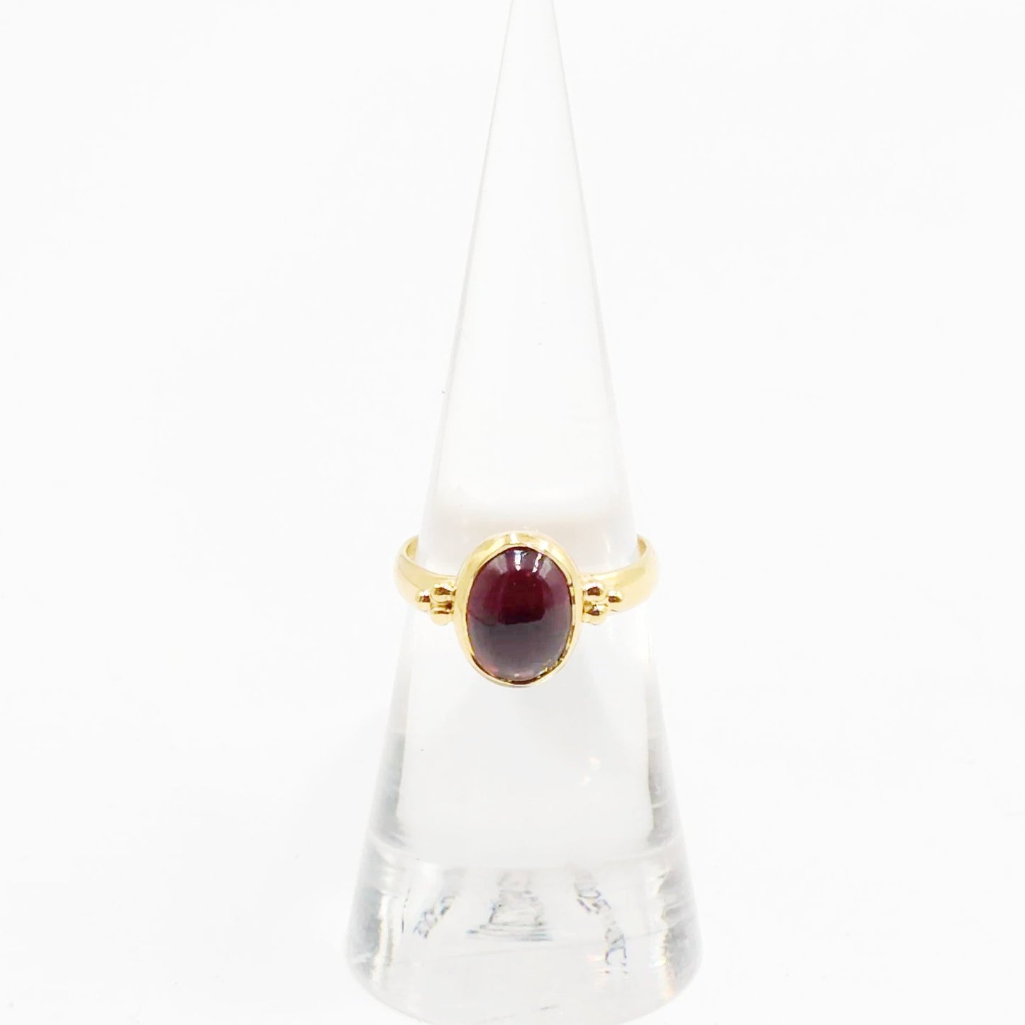 Garnet "Dome" Ring Gold Vermeil Sterling Silver Solitaire Size 6 - Elevated Metaphysical