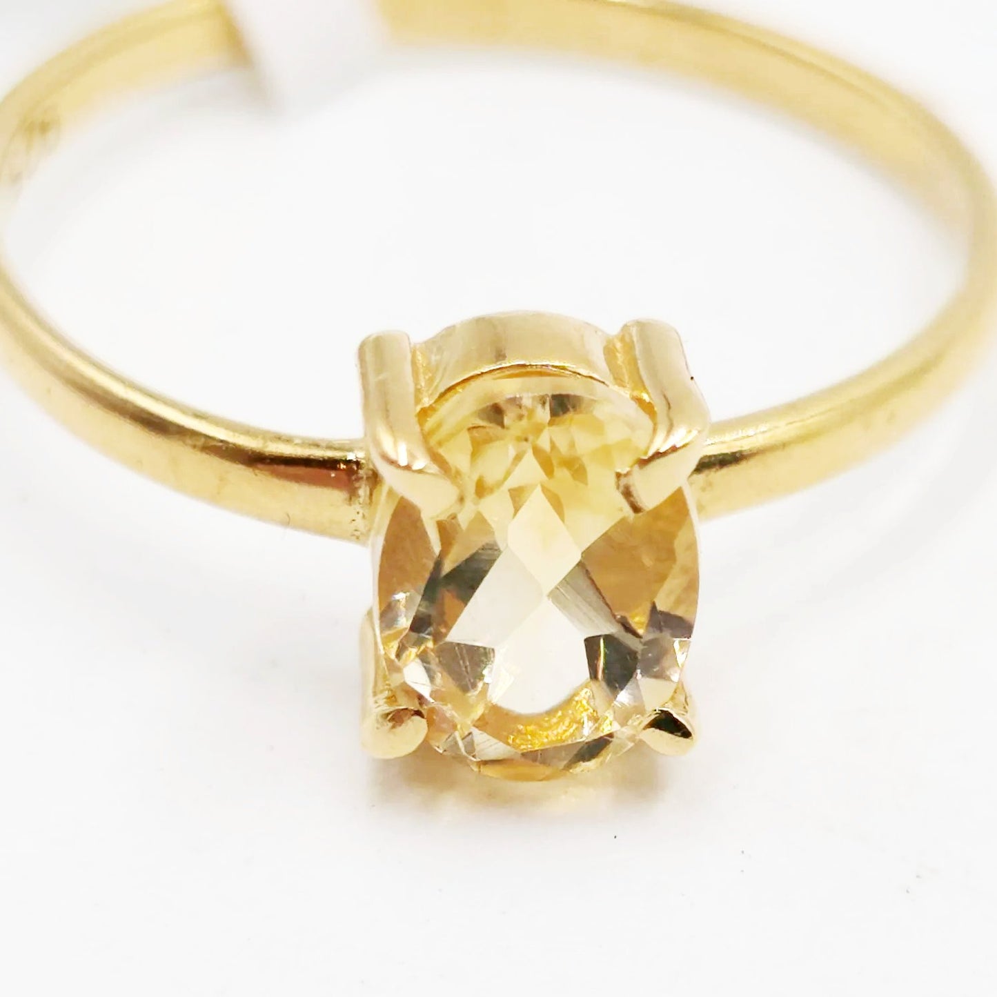 Citrine Ring .75ct Gold Vermeil Sterling Silver Solitaire Size 7 - Elevated Metaphysical
