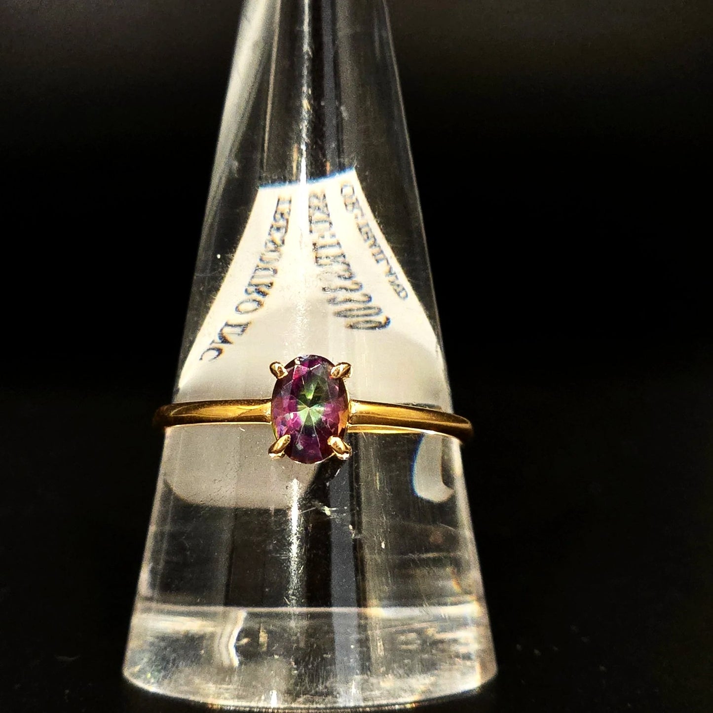 Mystic Quartz Ring .75ct Gold Vermeil Sterling Silver Solitaire Size 10 - Elevated Metaphysical
