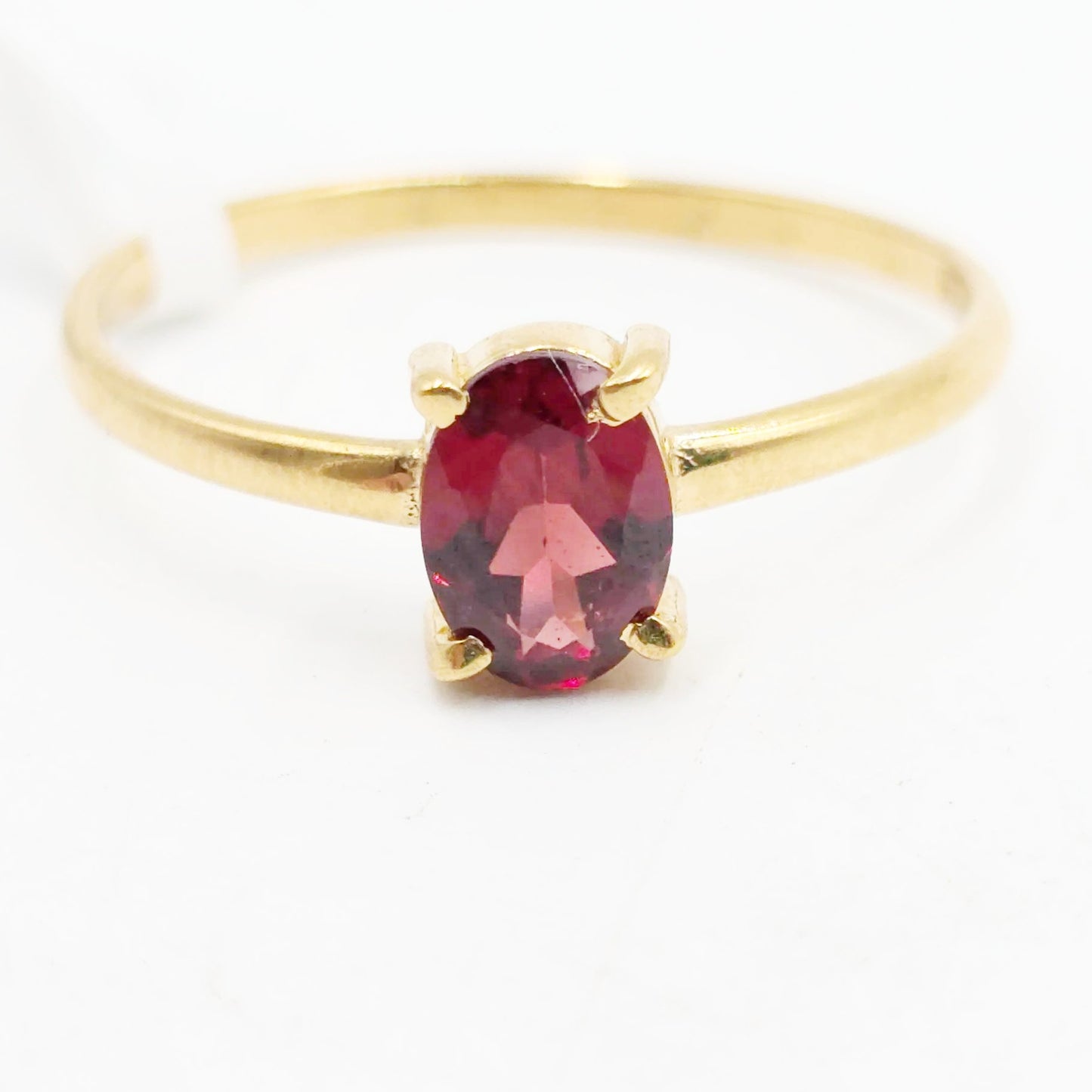 Garnet Ring .75ct Gold Vermeil Sterling Silver Solitaire Size 9 - Elevated Metaphysical