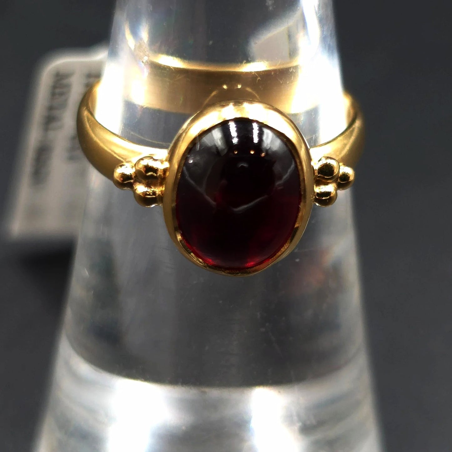 Garnet "Dome" Ring Gold Vermeil Sterling Silver Solitaire Size 6 - Elevated Metaphysical