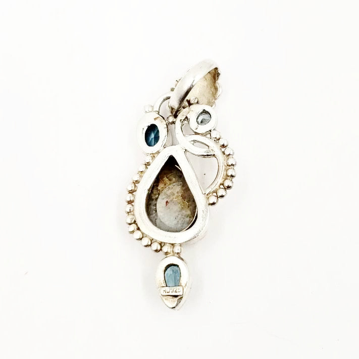 Sterling Silver Pendant White Druzy and Apatite - Elevated Metaphysical