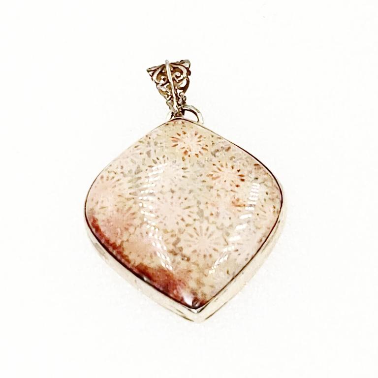 Fossilized Coral Pendant Sterling Silver - Elevated Metaphysical