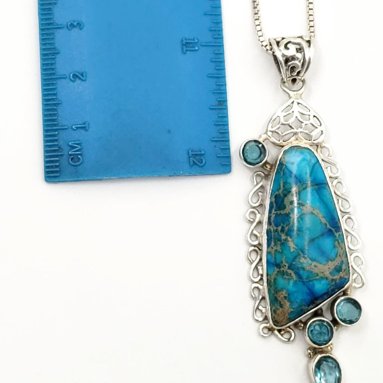 Sterling Silver Blue Apatite Necklace & Earring Jewelry Set