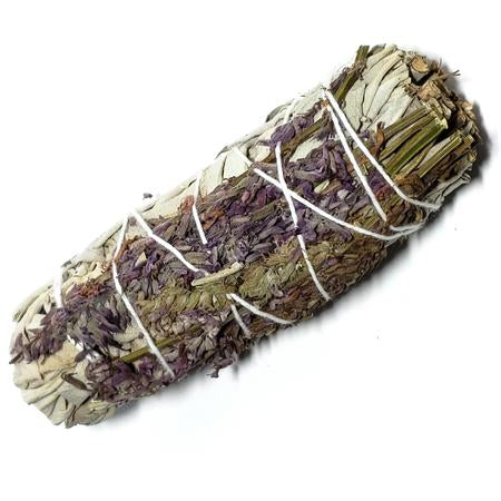 White Sage & Purple "Royal" Lavender Smudge Stick Wand 4" - Incense and Herbs - Elevated Metaphysical