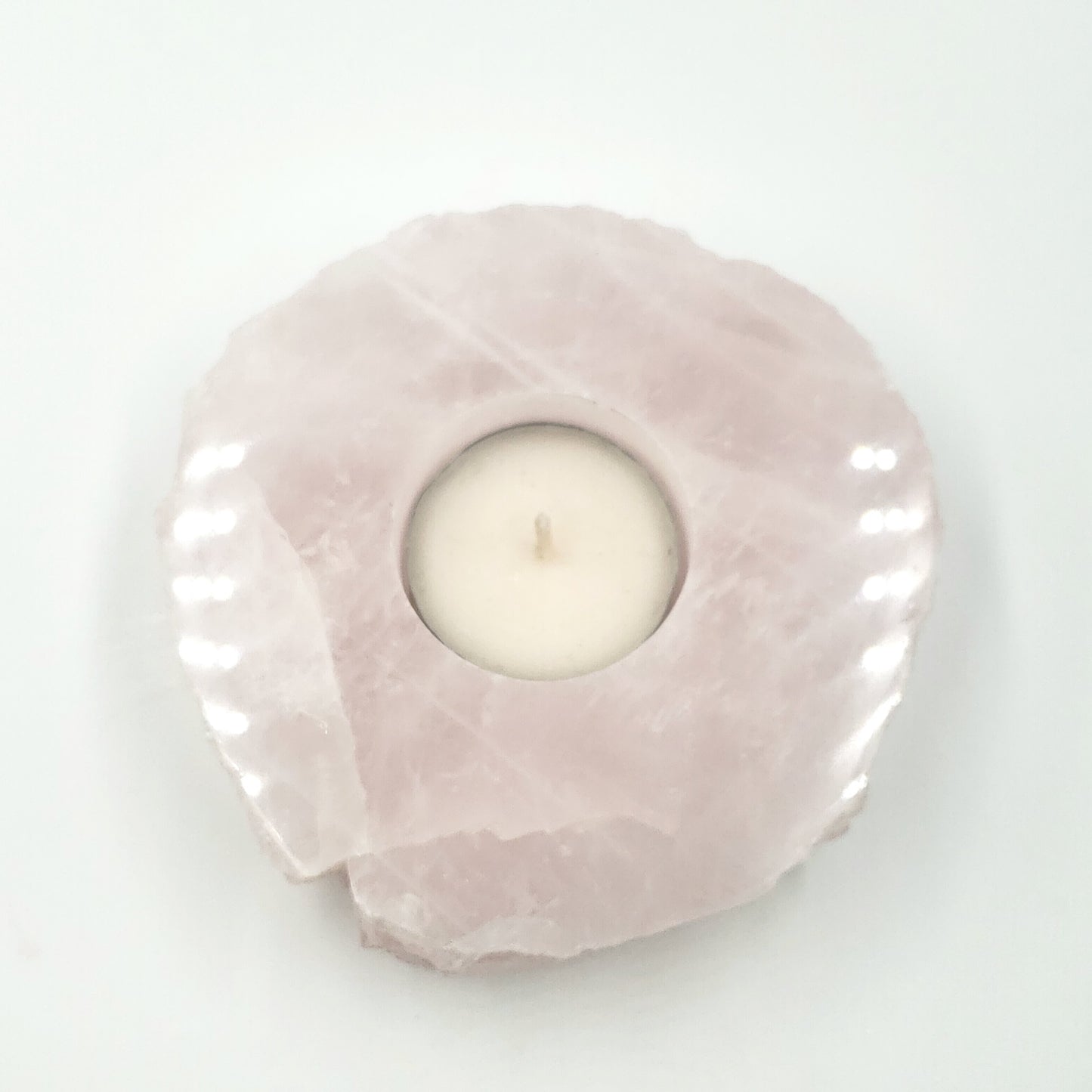 Rose Quartz Candle Holder Polished