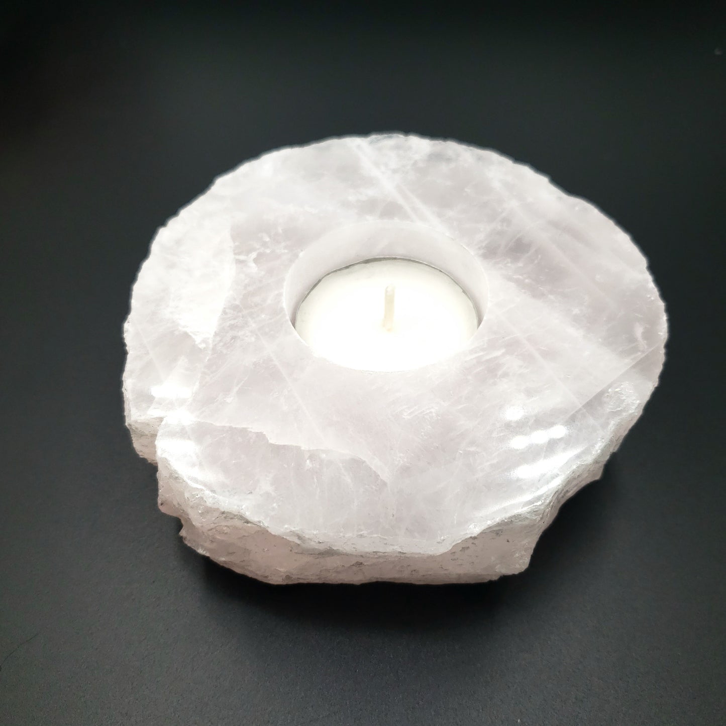 Rose Quartz Candle Holder Polished