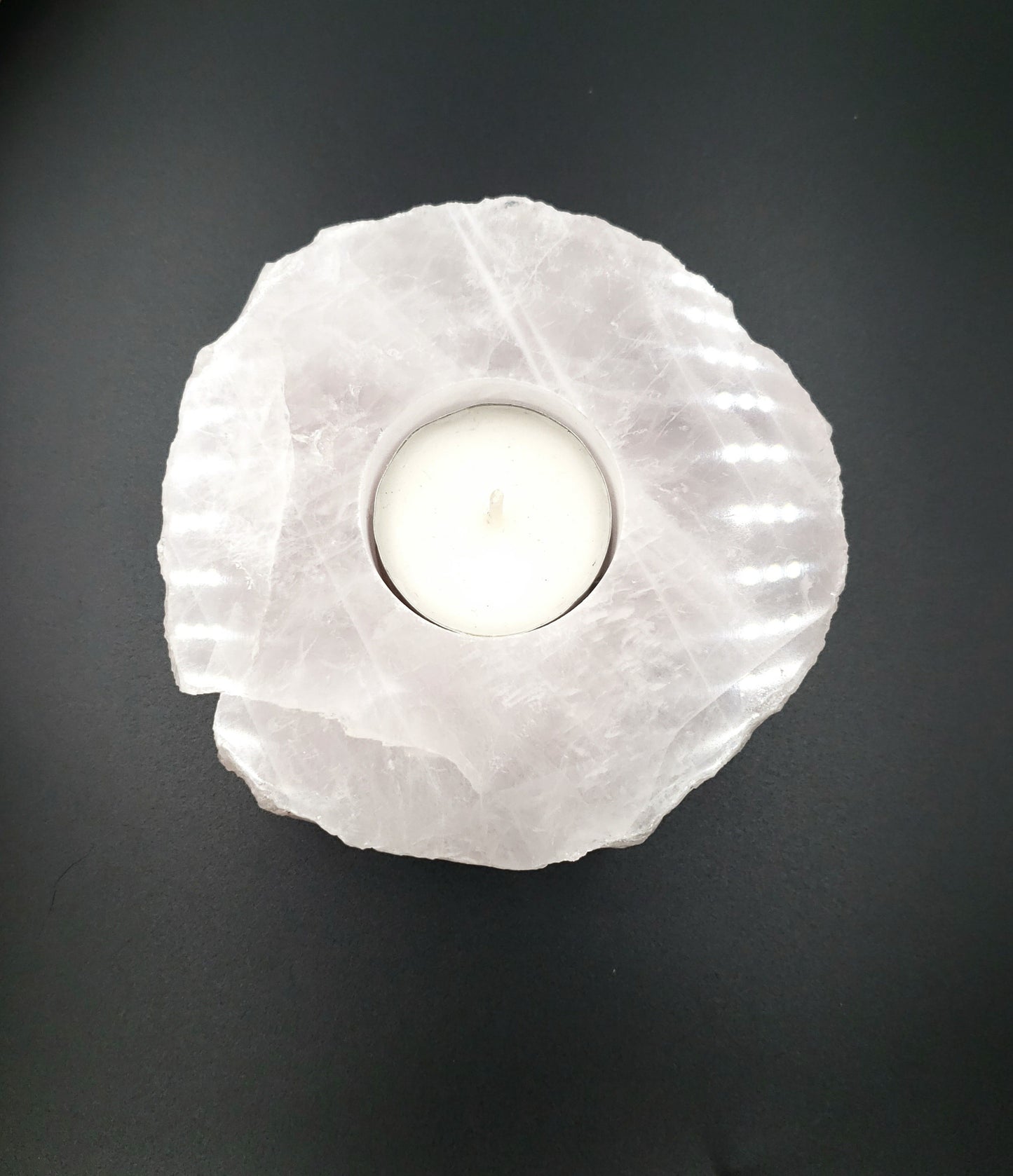 Rose Quartz Candle Holder Polished