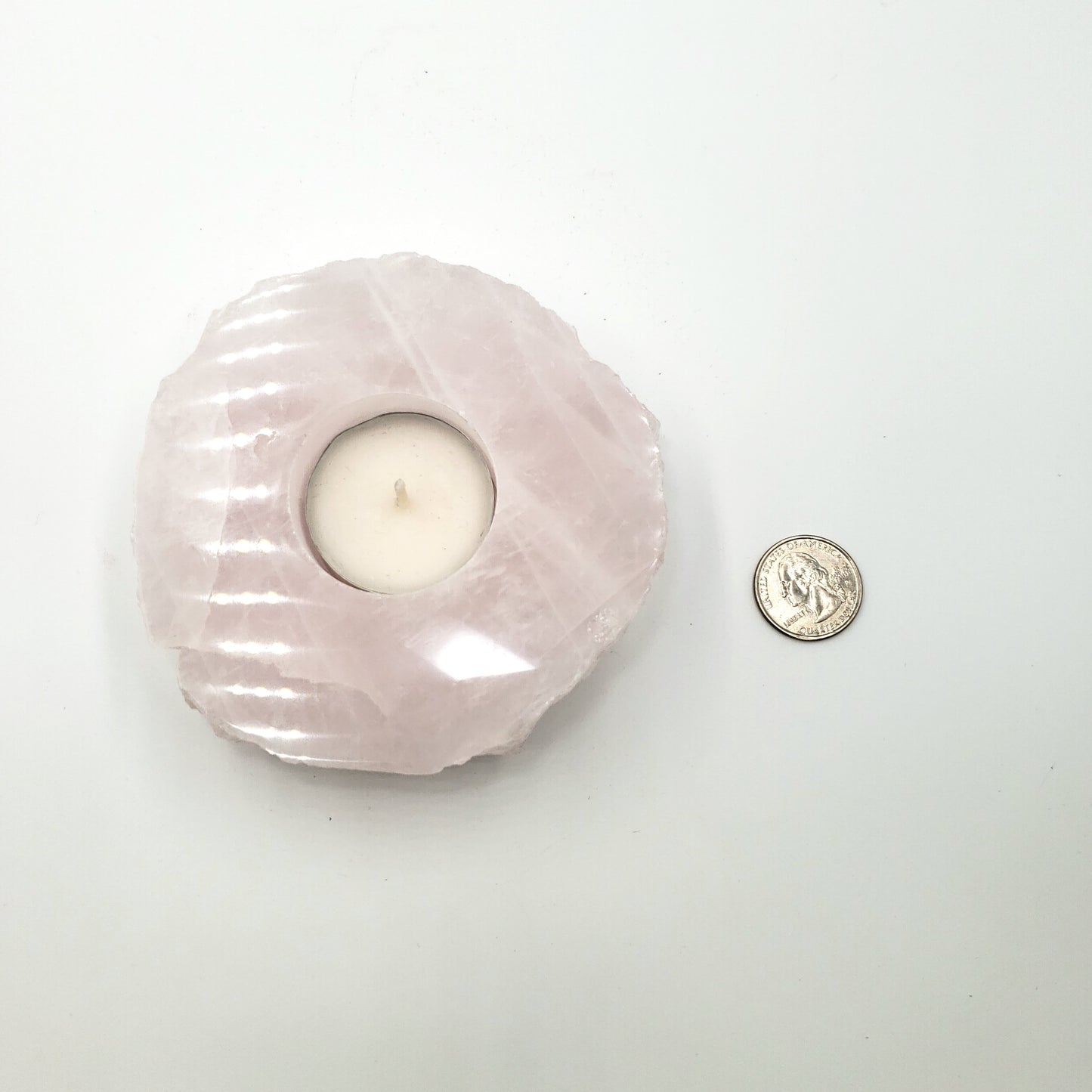 Rose Quartz Candle Holder Polished