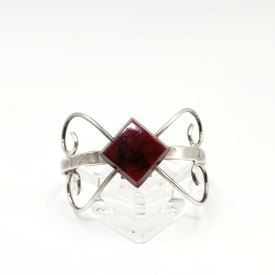 Jasper Sterling Silver Bracelet Cuff Vintage - Elevated Metaphysical