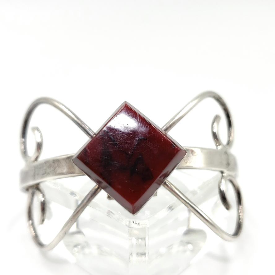 Jasper Sterling Silver Bracelet Cuff Vintage - Elevated Metaphysical