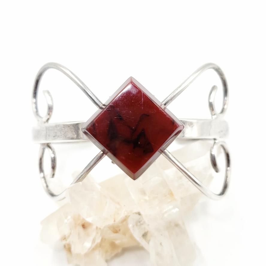 Jasper Sterling Silver Bracelet Cuff Vintage - Elevated Metaphysical