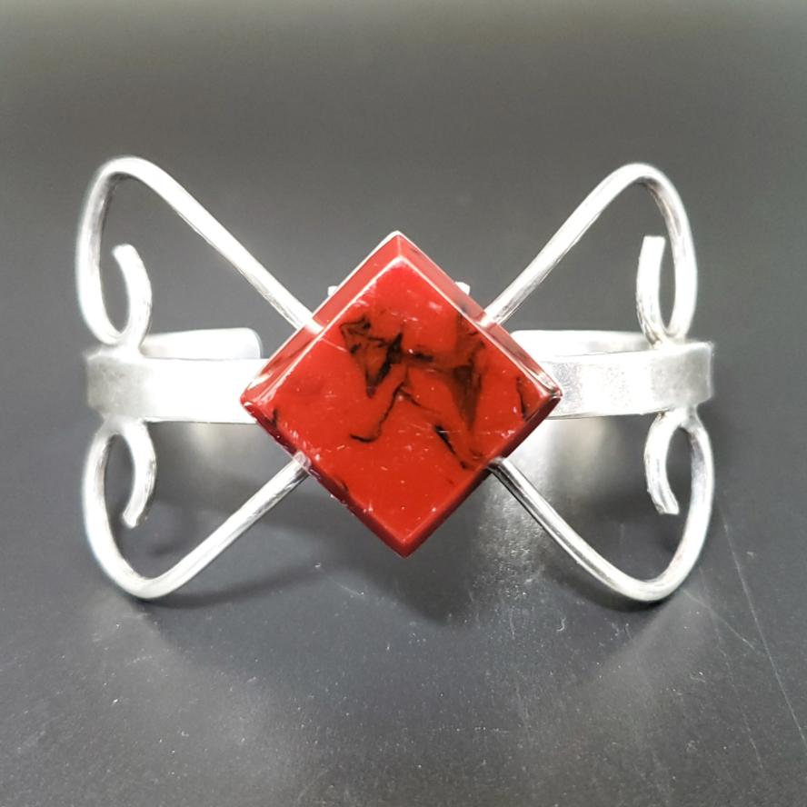 Jasper Sterling Silver Bracelet Cuff Vintage - Elevated Metaphysical