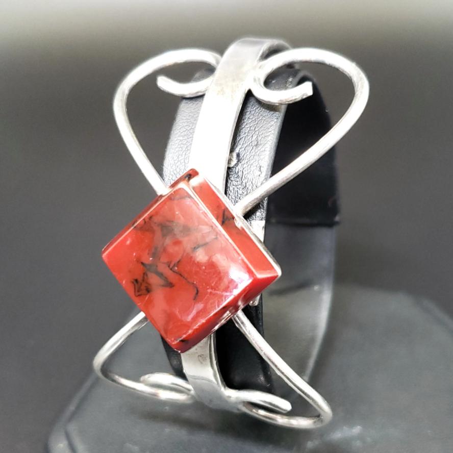 Jasper Sterling Silver Bracelet Cuff Vintage - Elevated Metaphysical