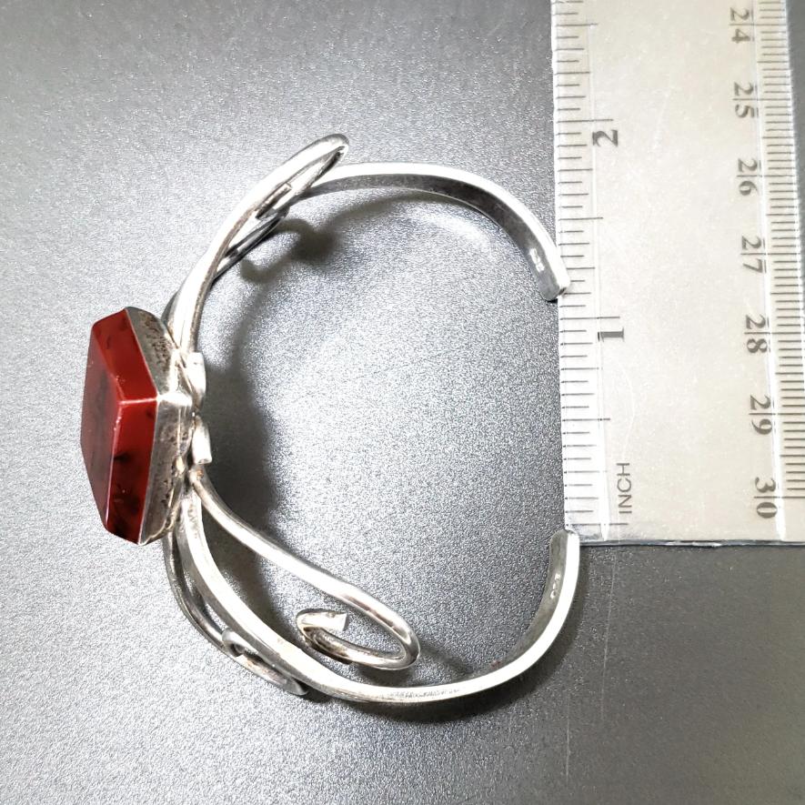 Jasper Sterling Silver Bracelet Cuff Vintage - Elevated Metaphysical
