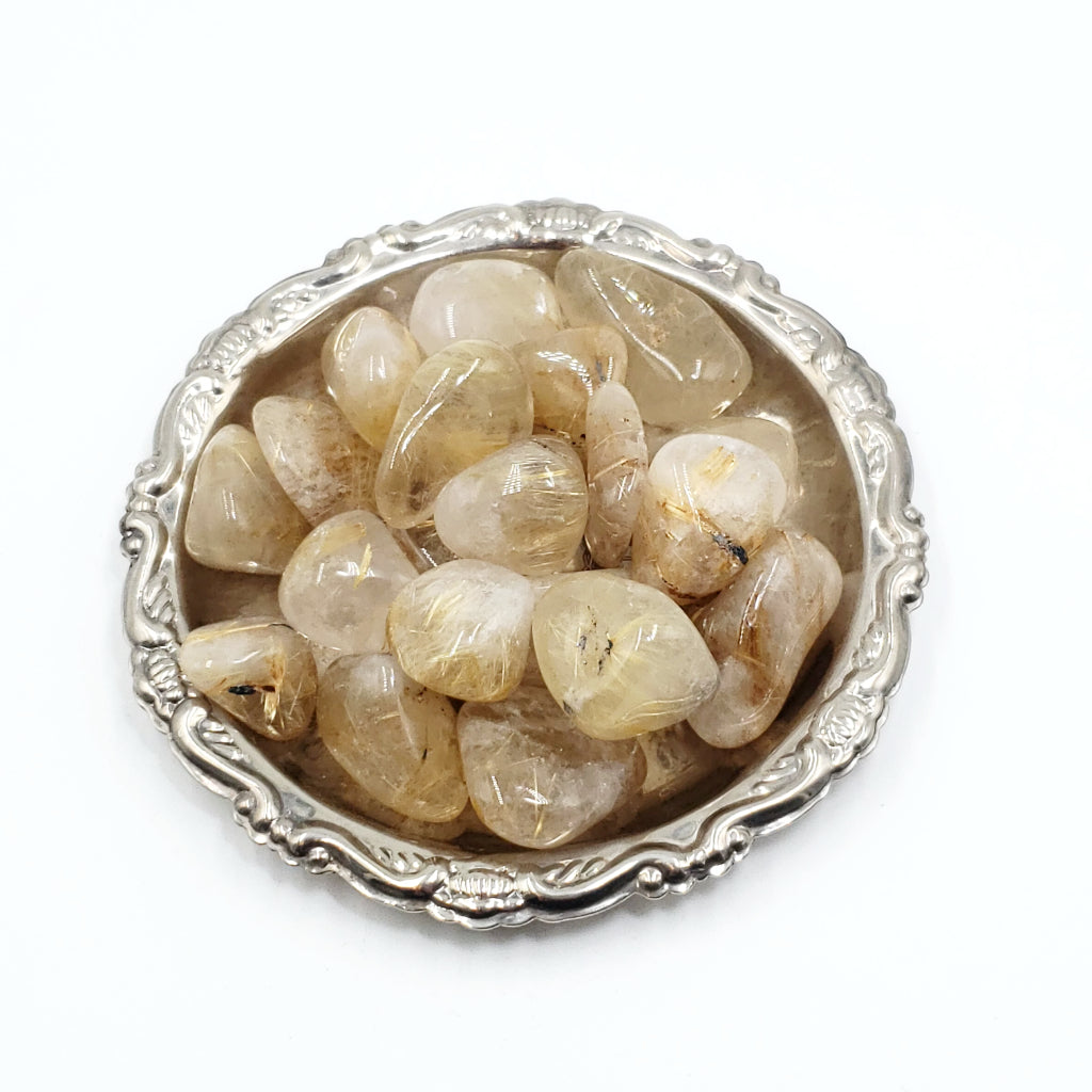 Rutilated Quartz Tumbled Stone - Tumbled Stones