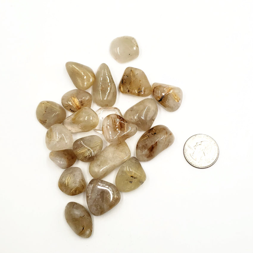 Rutilated Quartz Tumbled Stone - Tumbled Stones