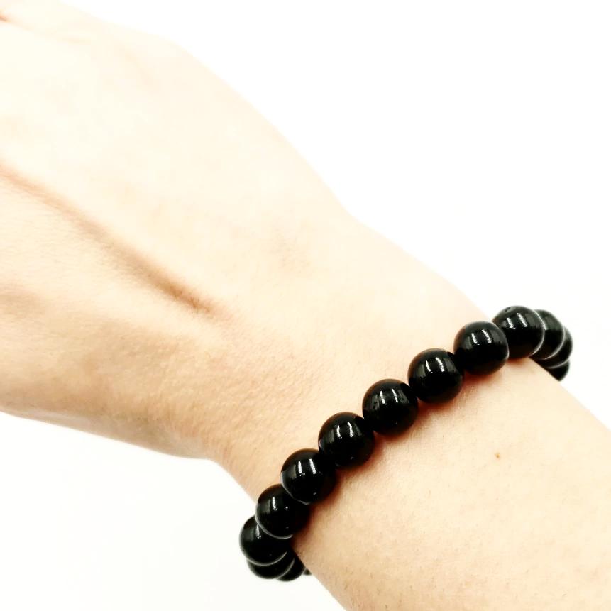 Black Tourmaline Bead Bracelet 8mm - Bracelet