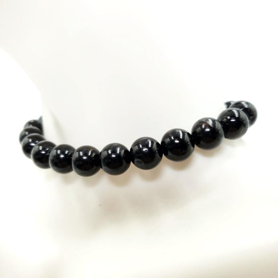 Black Tourmaline Bead Bracelet 8mm - Bracelet