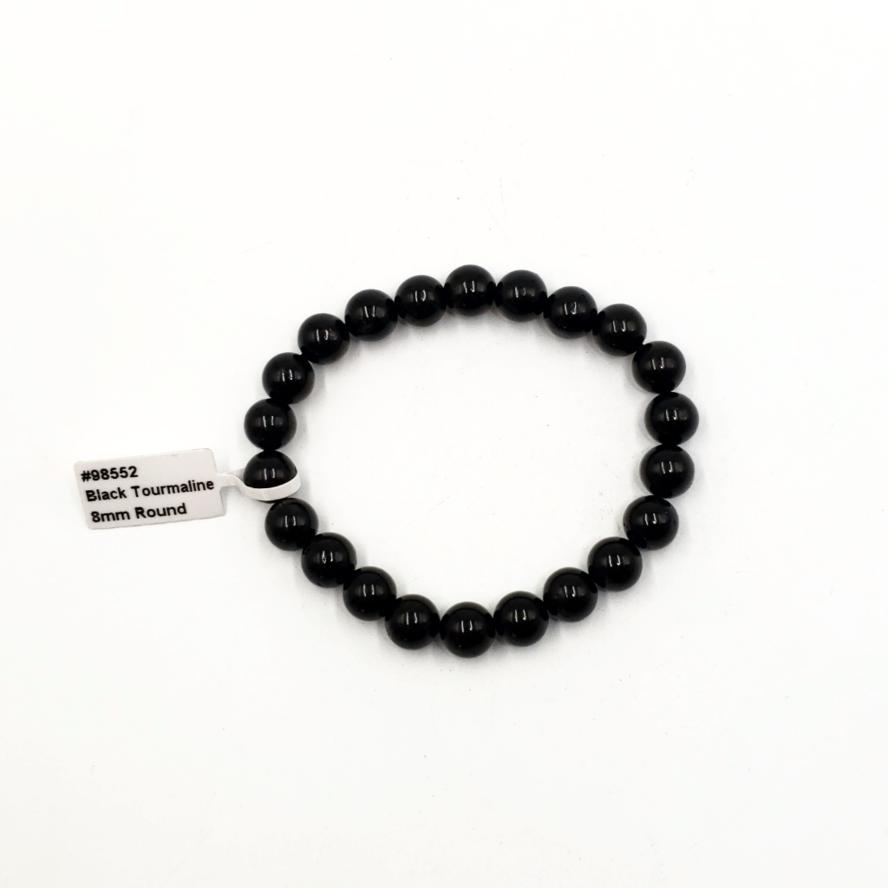 Black Tourmaline Bead Bracelet 8mm - Bracelet