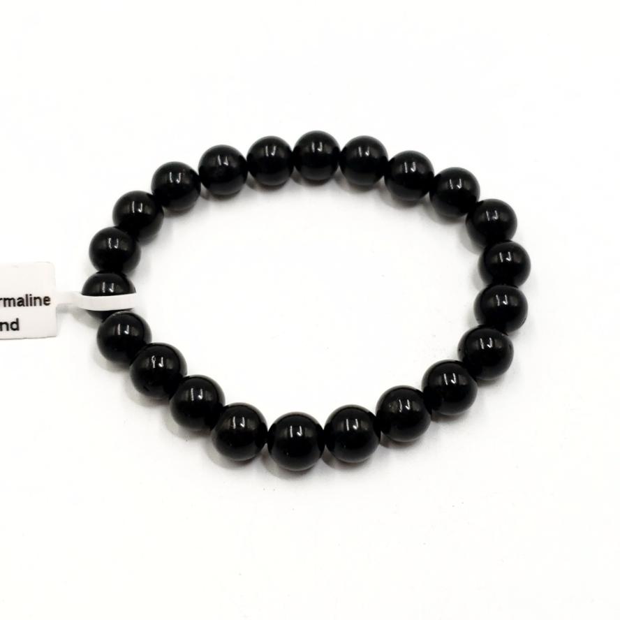Black Tourmaline Bead Bracelet 8mm - Bracelet