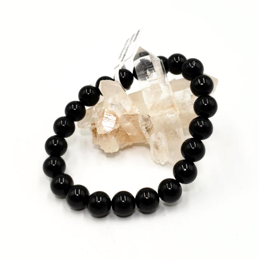 Black Tourmaline Bead Bracelet 8mm - Bracelet