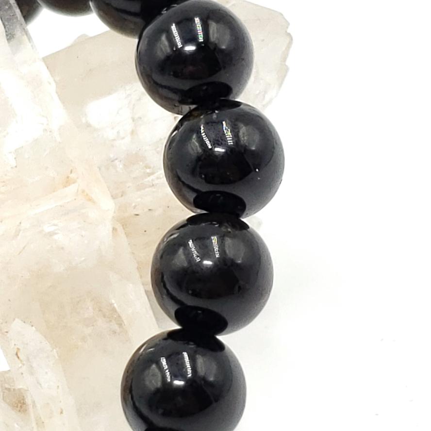 Black Tourmaline Bead Bracelet 8mm - Bracelet