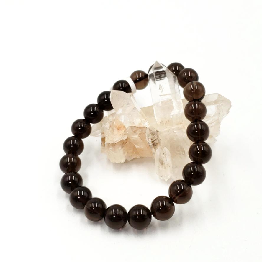 Smoky Quartz Bead Bracelet 8mm - Bracelet