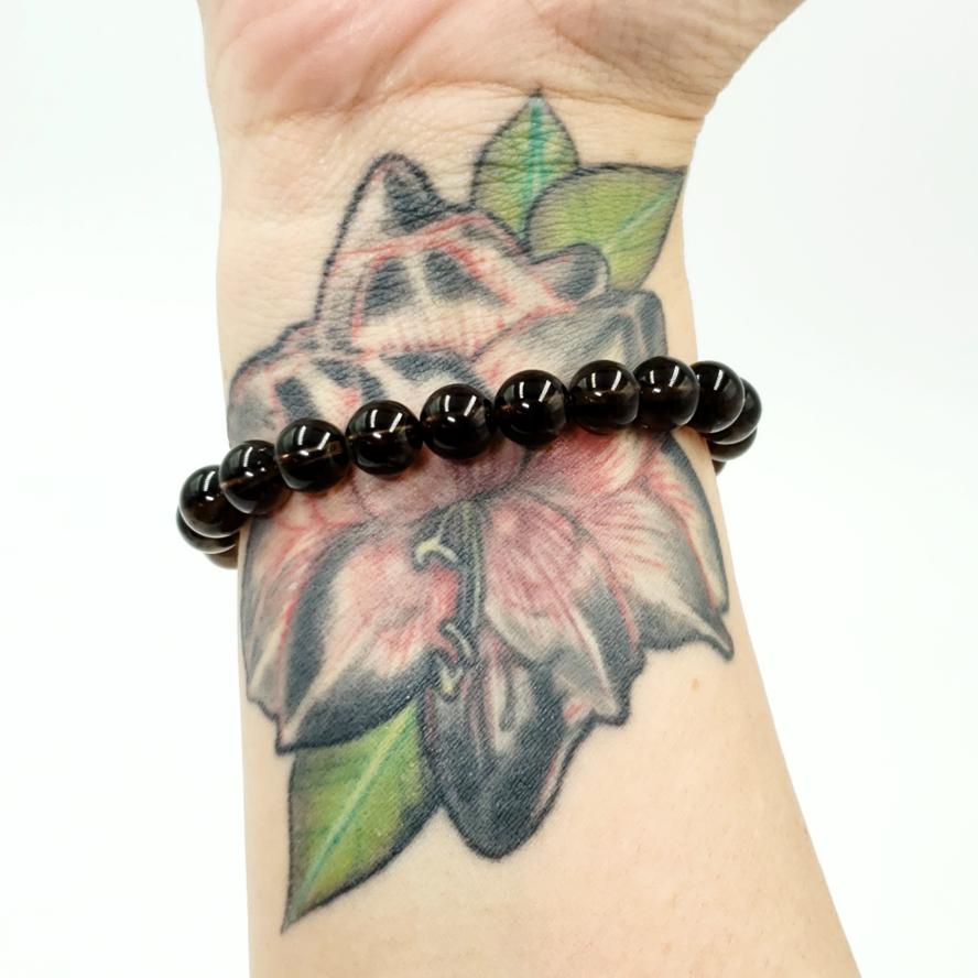Smoky Quartz Bead Bracelet 8mm - Bracelet