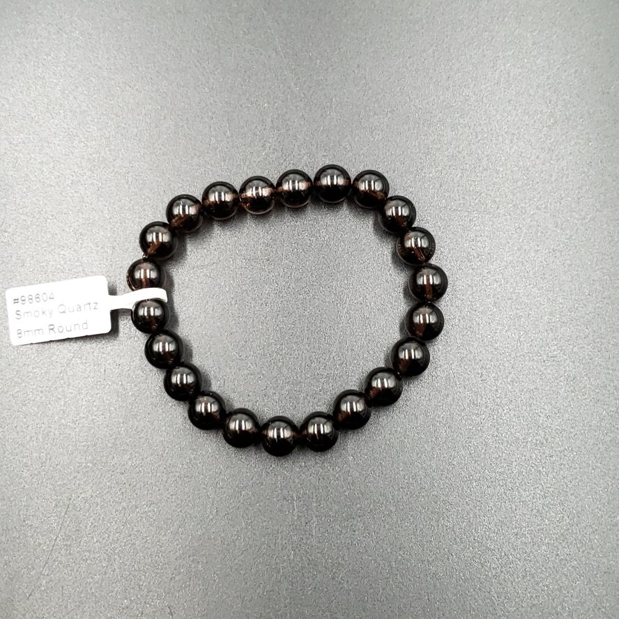 Smoky Quartz Bead Bracelet 8mm - Bracelet