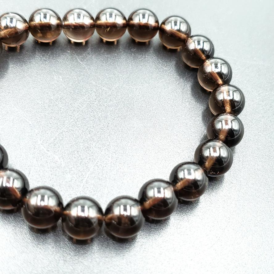 Smoky Quartz Bead Bracelet 8mm - Bracelet