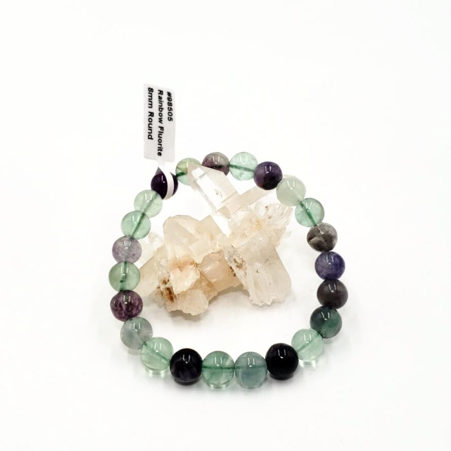Rainbow Fluorite Bead Bracelet 8mm - Bracelet