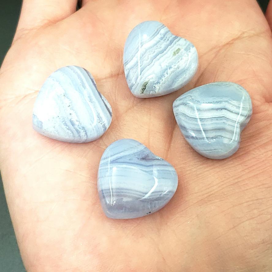 Blue Lace Agate Heart Stone - Elevated Metaphysical