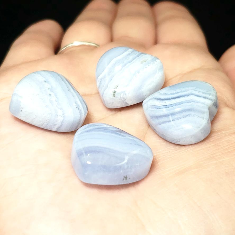 Blue Lace Agate Heart Stone - Elevated Metaphysical