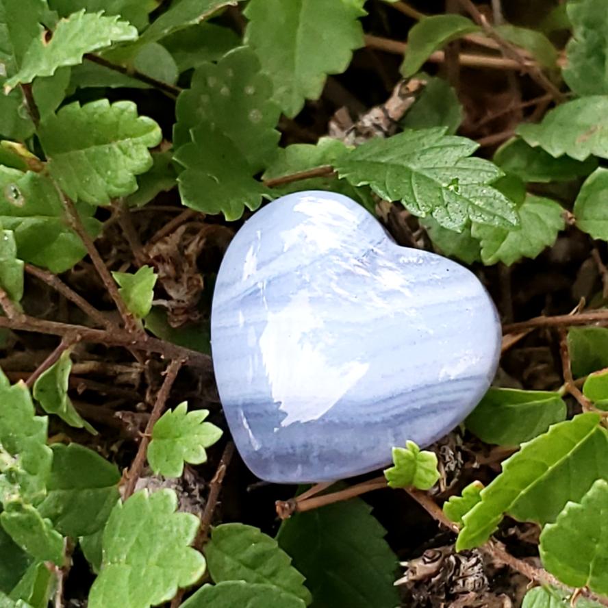 Blue Lace Agate Heart Stone - Elevated Metaphysical