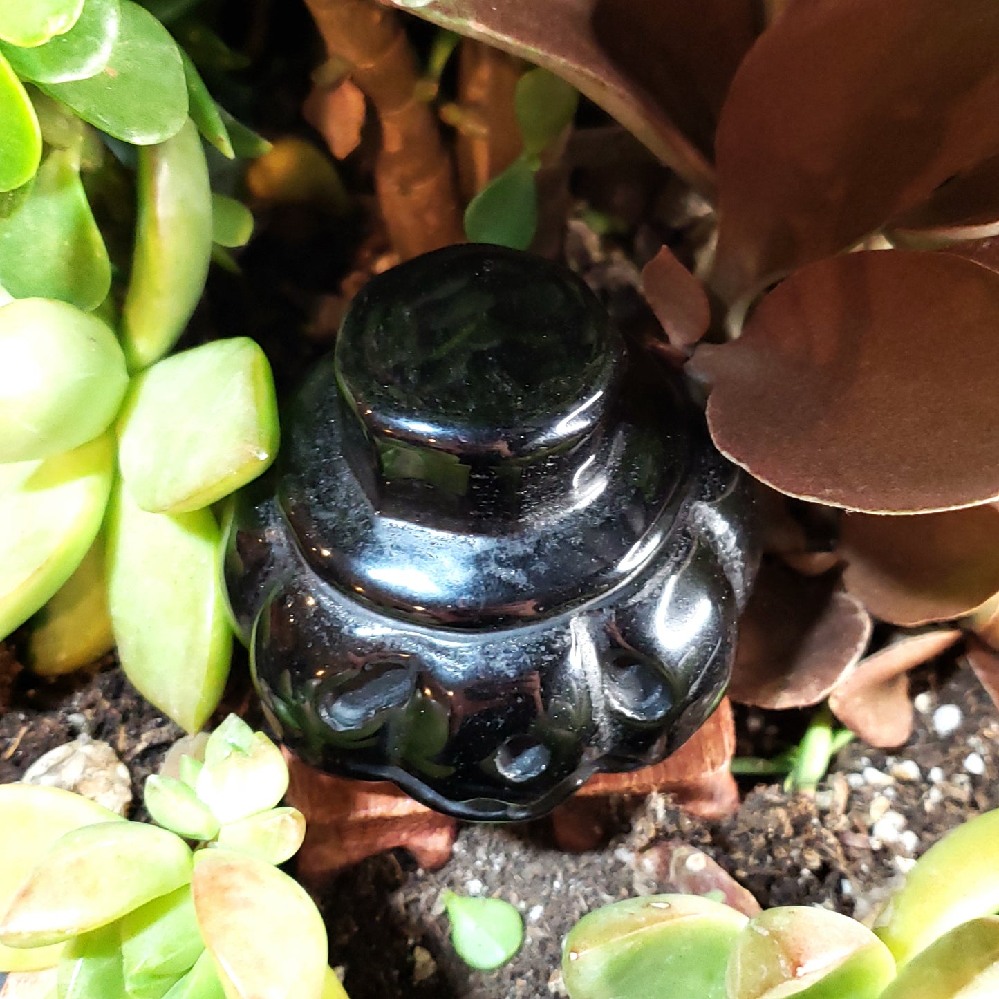 Black Obsidian Pumpkin Carving Figurine 66mm 2.6" - Figurine