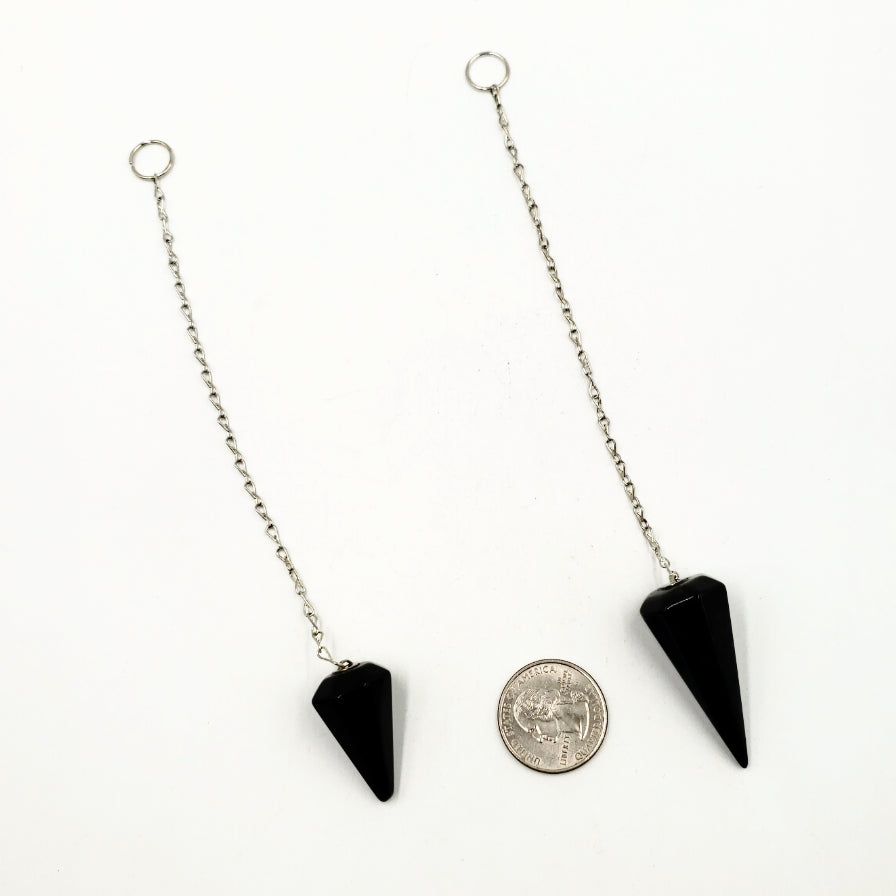 Black Obsidian Pendulum Faceted Polished