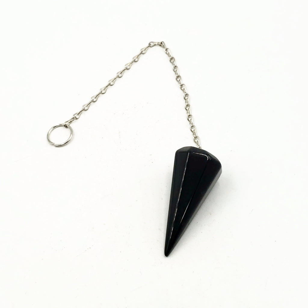 Black Obsidian Pendulum Faceted Polished