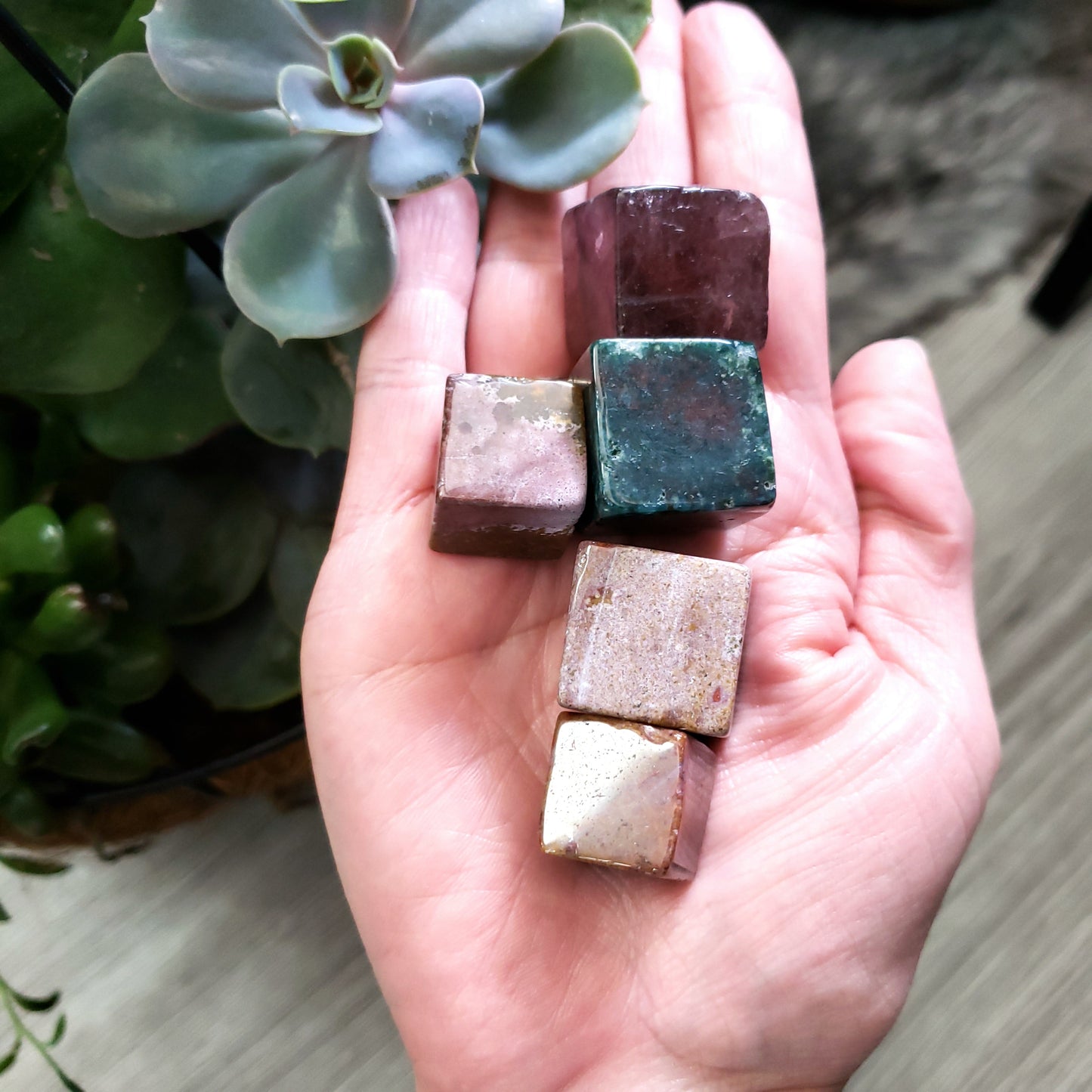 Ocean Jasper Cube Tumbled Stone - Elevated Metaphysical