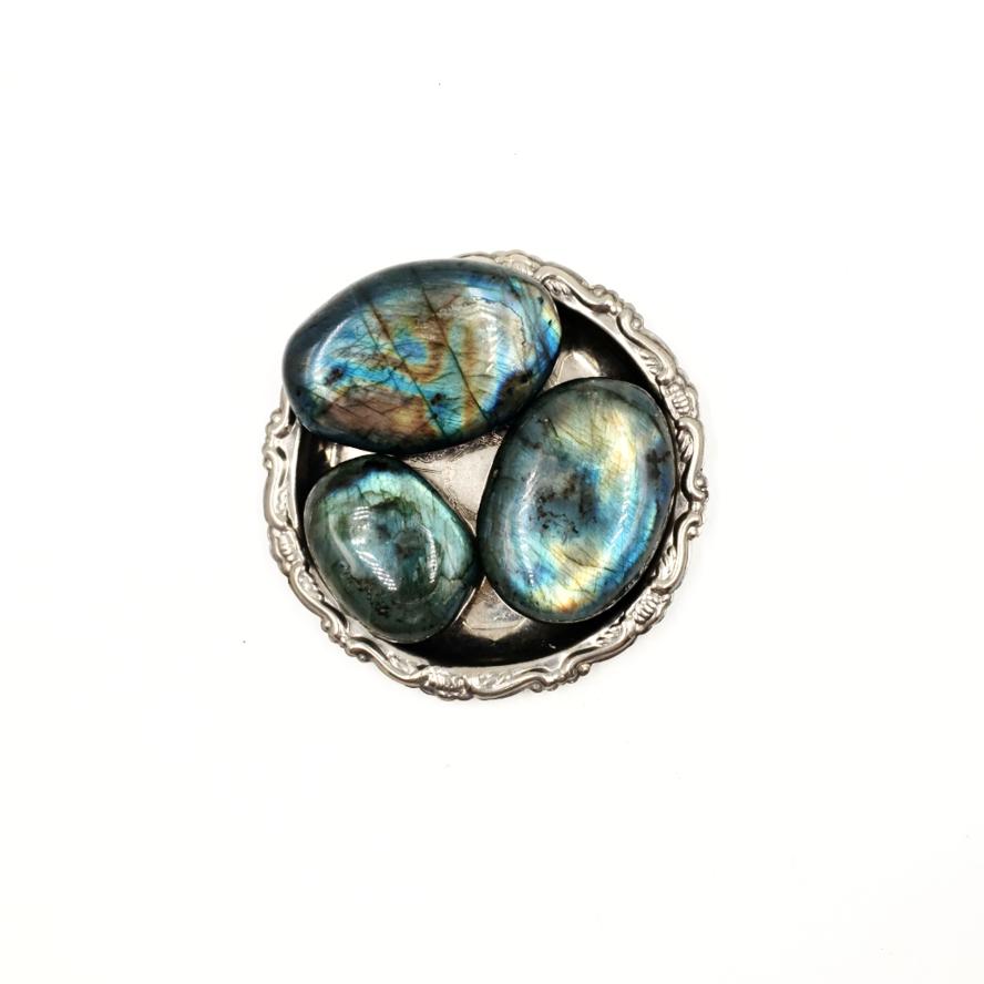 Labradorite Palm Stone Smooth Stone Blue Labradorite - Elevated Metaphysical