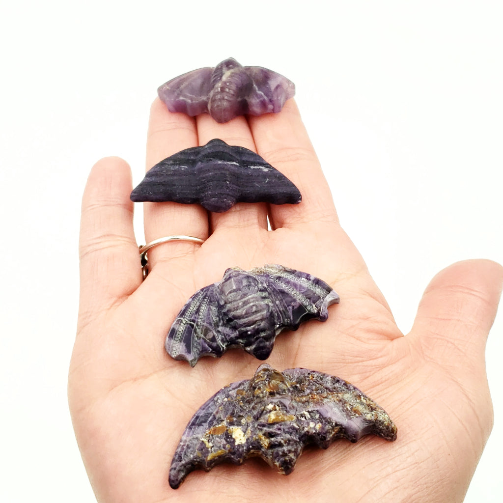 Purple Fluorite Bat Figurine Carving 45mm 1.75" - Elevated Metaphysical