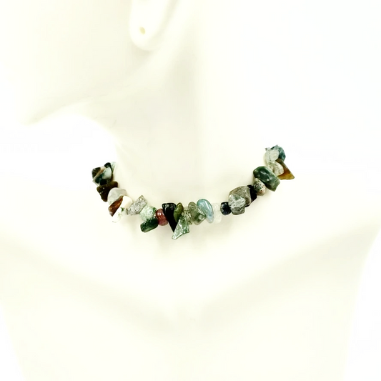 Moss Agate Chip Bracelet