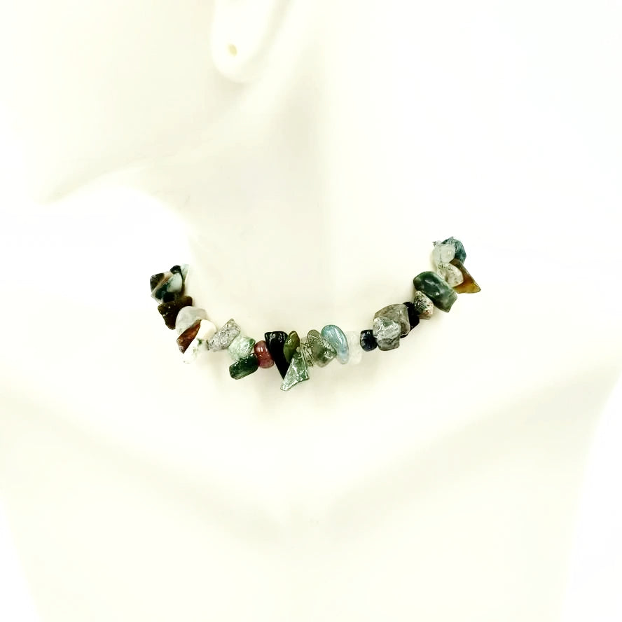 Moss Agate Chip Bracelet