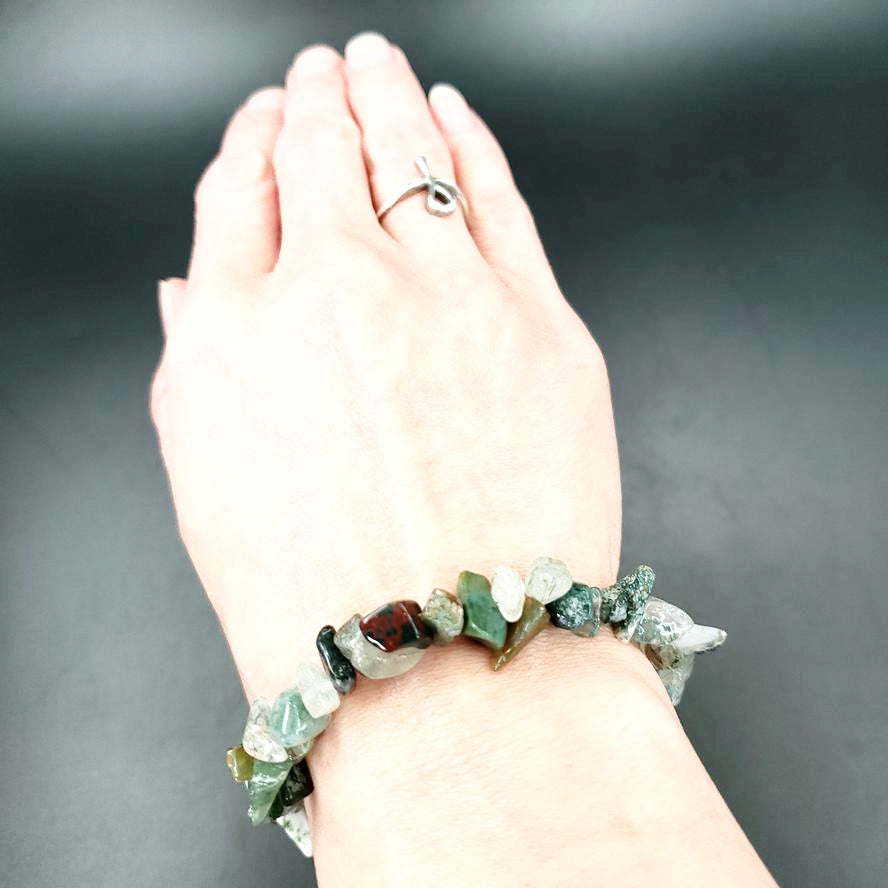 Moss Agate Chip Bracelet