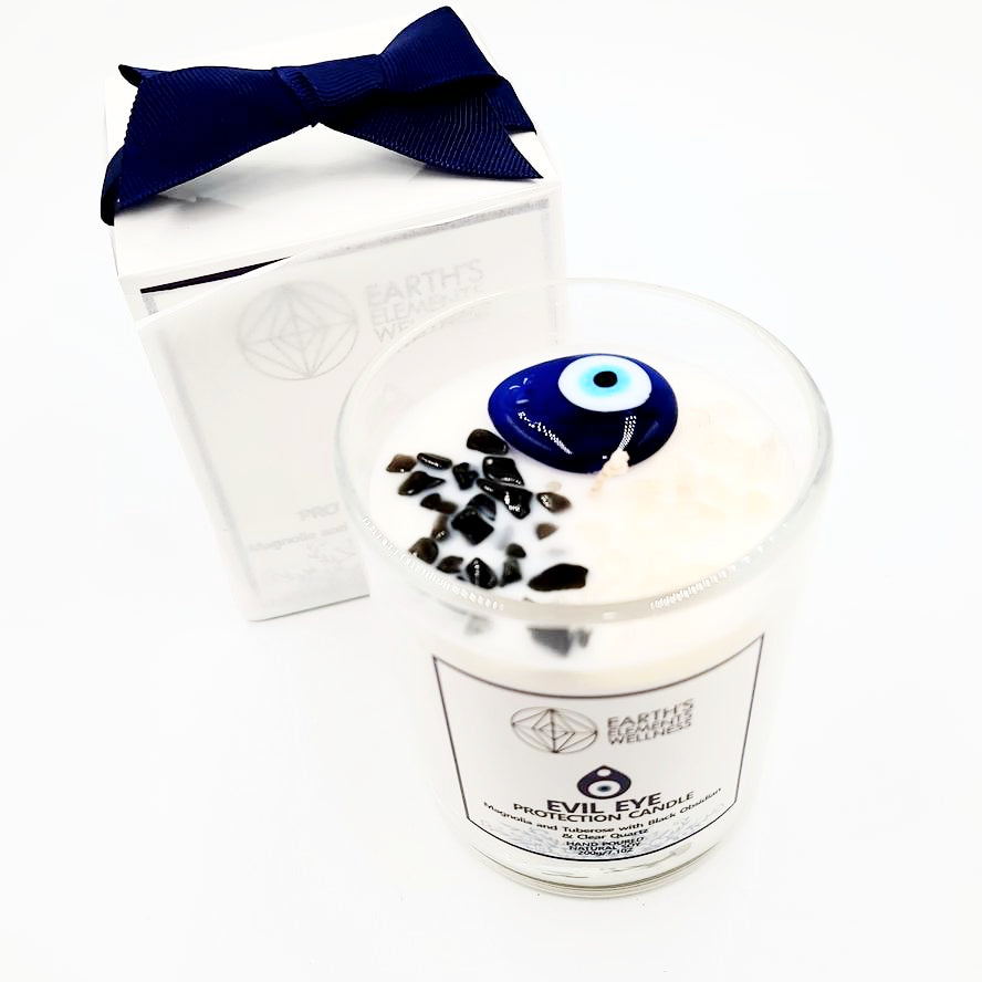 Evil Eye Protection Gemstone Candle Scented 7.1oz 200g - Elevated Metaphysical