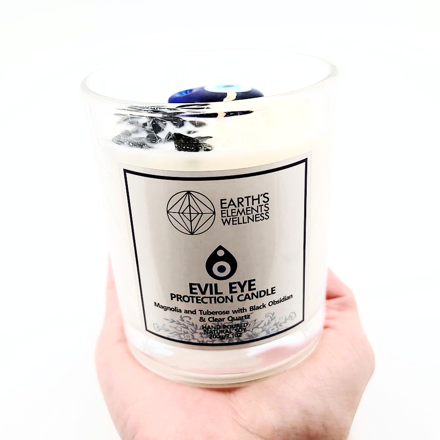 Evil Eye Protection Gemstone Candle Scented 7.1oz 200g - Elevated Metaphysical