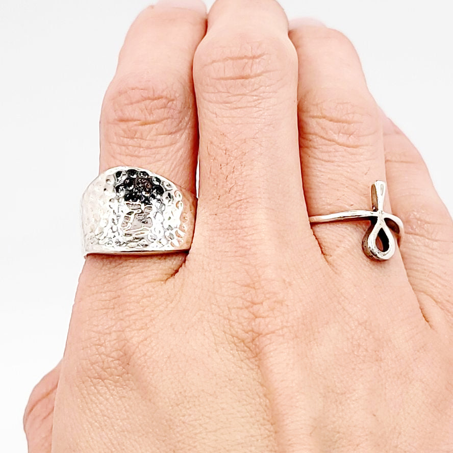 Hammered Ring Sterling Silver Band - Elevated Metaphysical