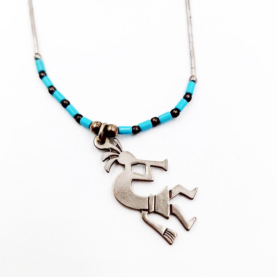 Turquoise Kokopelli Necklace & Earring Jewelry Set Sterling Silver - Elevated Metaphysical